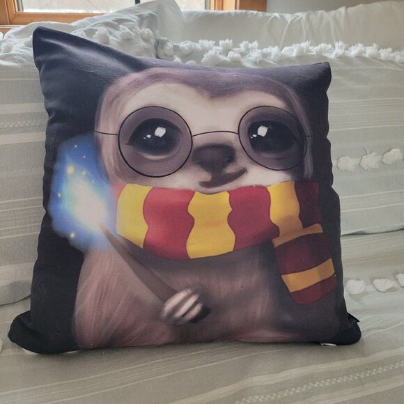 Society6 Other - Society6 Sloth Wizard Pillow in Black, Yellow, Red, Blue